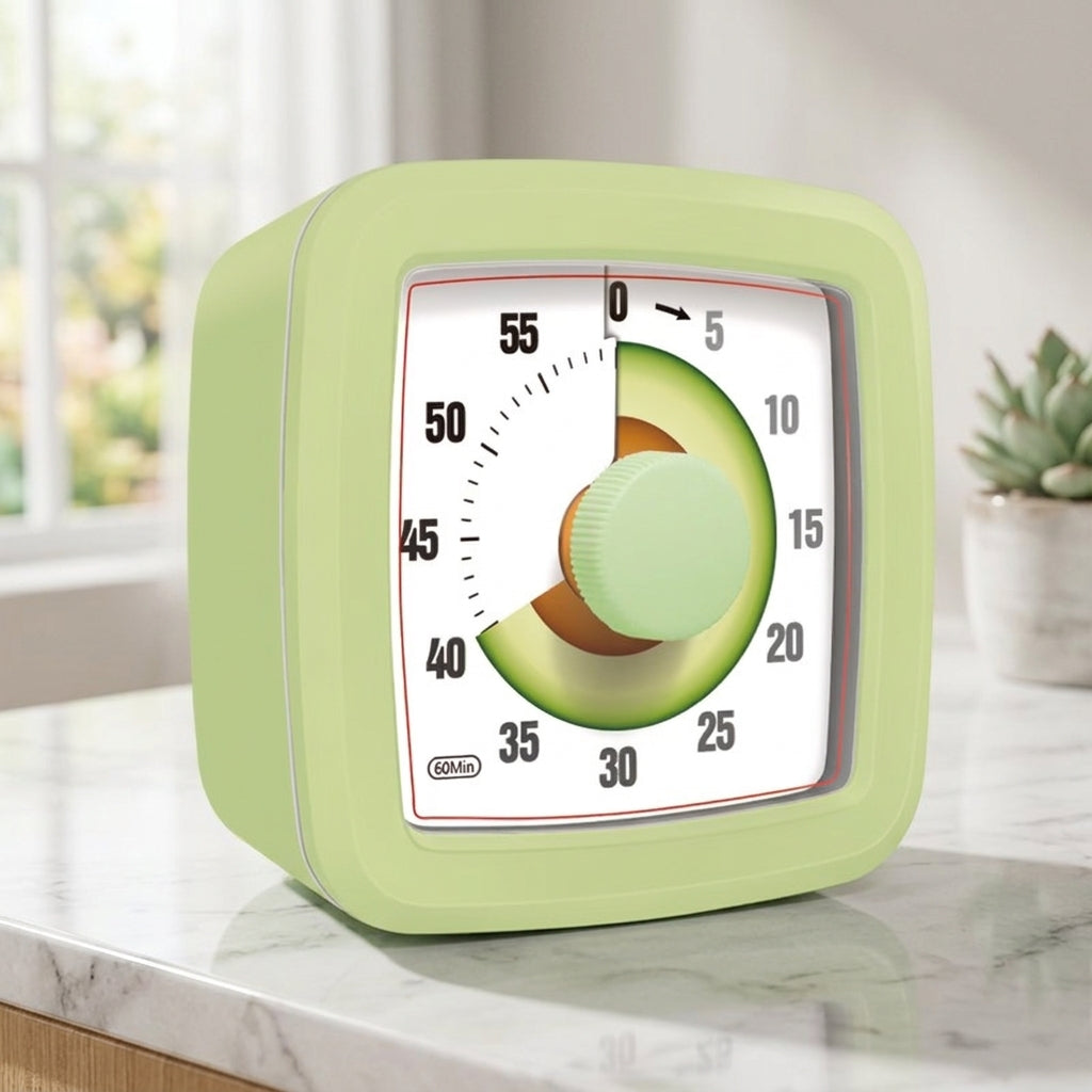 Portable Avocado Green Desktop Timer Simple Kitchen Time Reminder